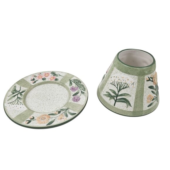 Yankee Candle Jar Shade And Underplate Botanical Spring Flowers Green Speckle - Picture 1 of 10